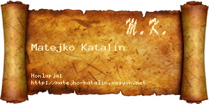 Matejko Katalin névjegykártya